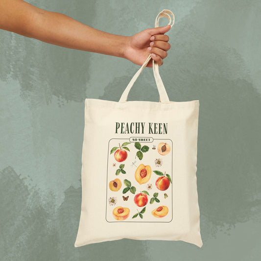 Cotton Canvas Tote Bag - 'Peachy Keen'