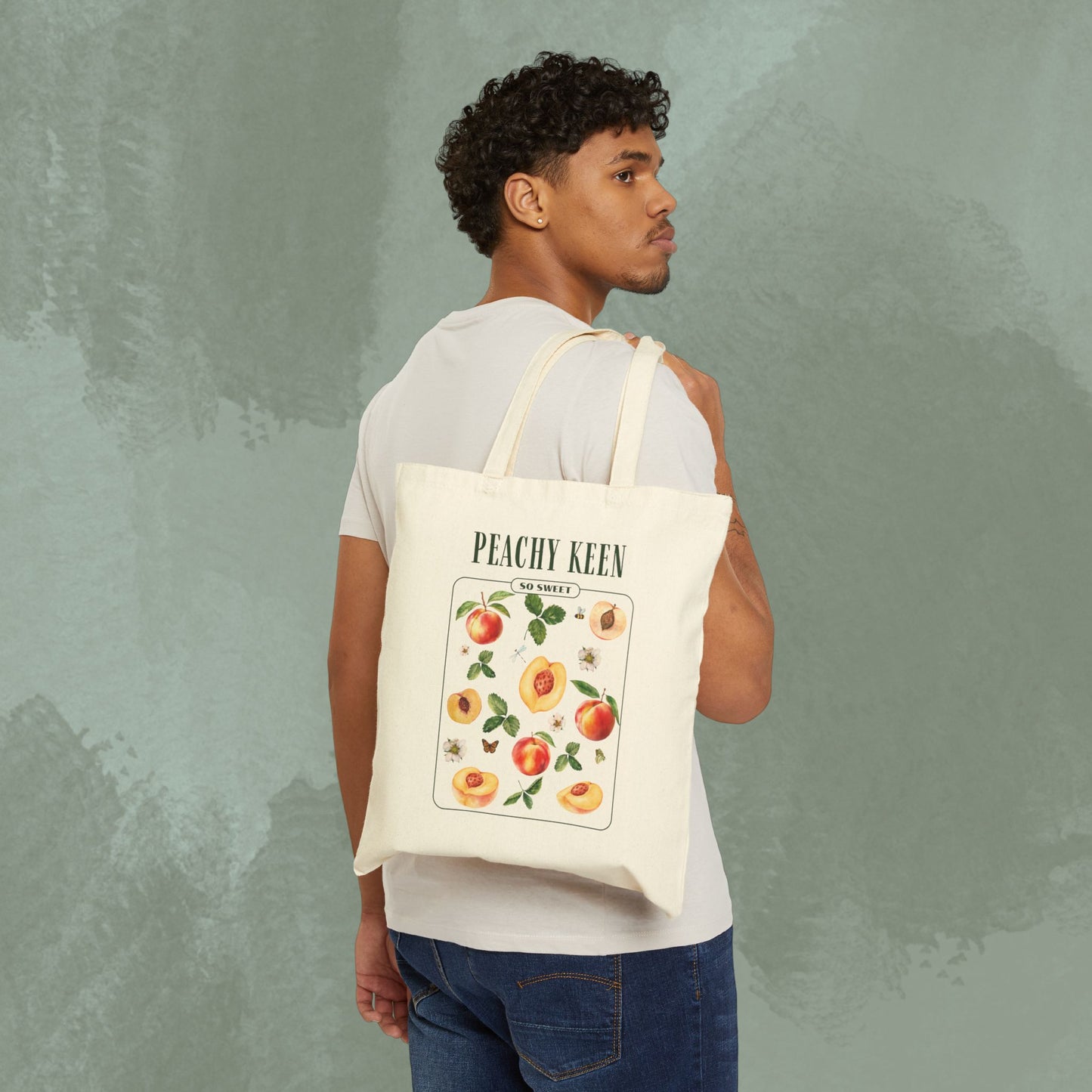 Cotton Canvas Tote Bag - 'Peachy Keen'