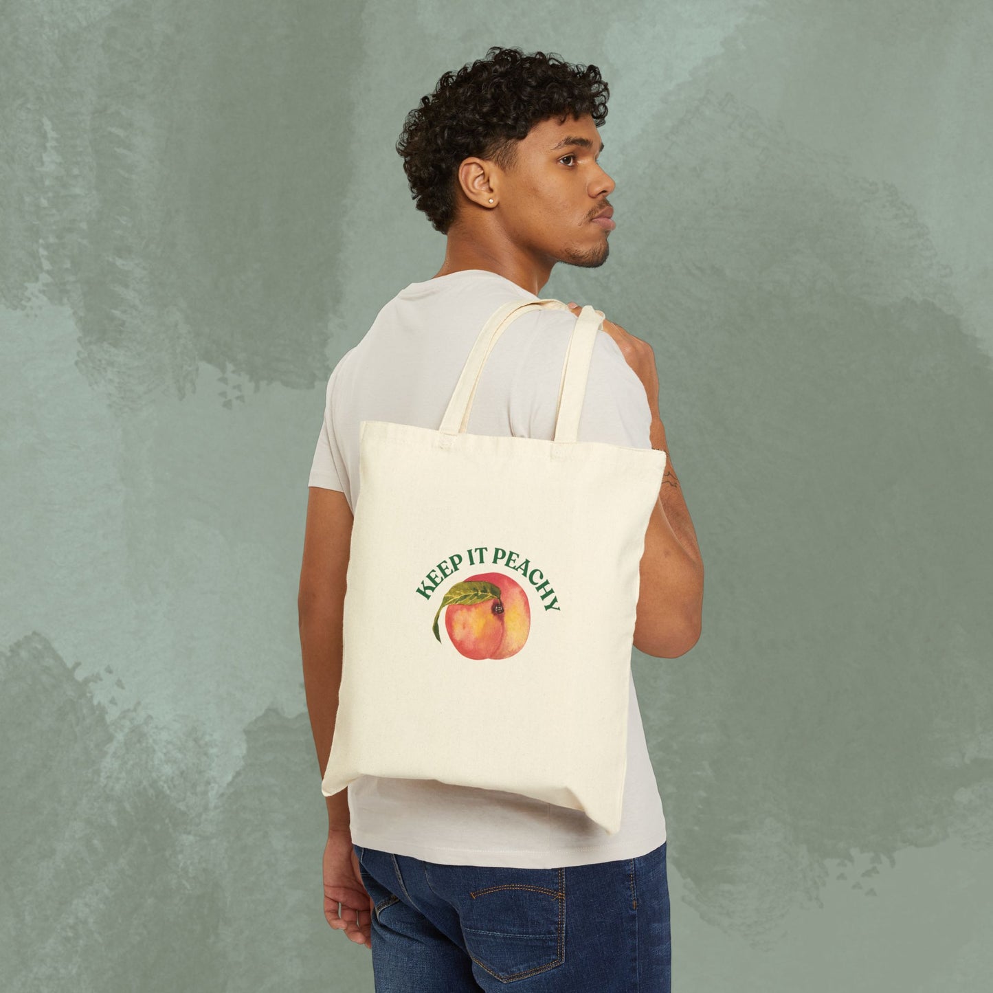 Cotton Canvas Tote Bag - 'Peachy Keen'